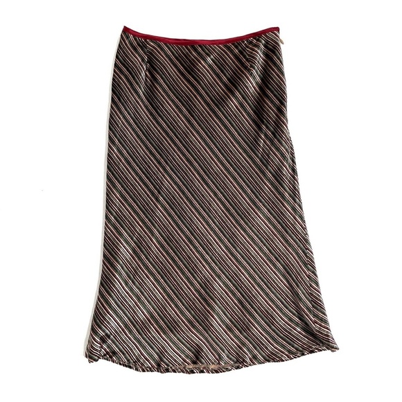 ICB Dresses & Skirts - ICB by Prabal Gurung Women’s Size 4 Small Red Green Striped Velvet Midi Skirt